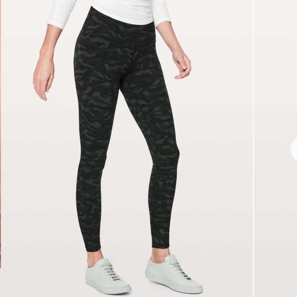 Lululemon Womens Align Leggings Full Length 28" Sequoia Camo Deep Coal Black - Picture 1 of 9